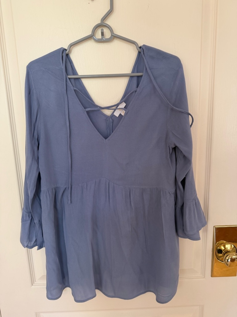 Women's Blue V-Neck Top